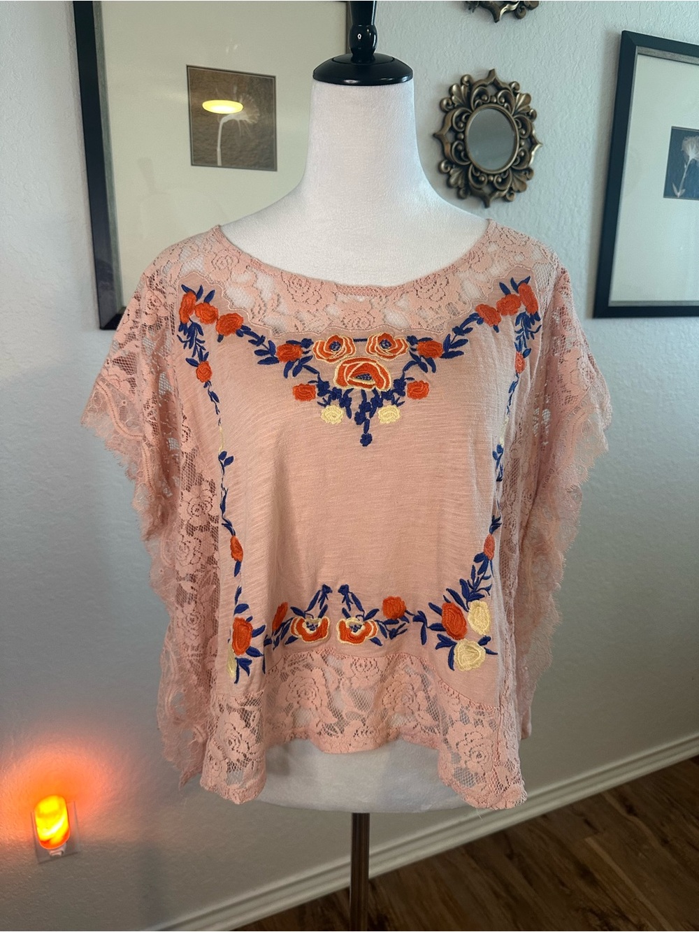 Maude Embroidered & Lace Bohemian Floral Top